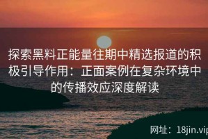 探索黑料正能量往期中精选报道的积极引导作用：正面案例在复杂环境中的传播效应深度解读
