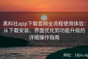 黑料社app下载官网全流程使用体验：从下载安装、界面优化到功能升级的详细操作指南