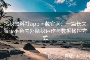 揭秘黑料社app下载官网：一篇长文解读平台内外隐秘运作与数据操控方式