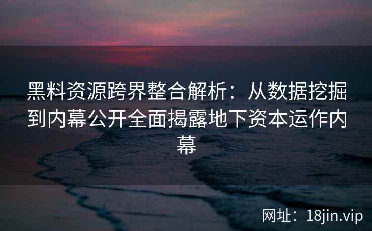 黑料资源跨界整合解析:从数据挖掘到内幕公开全面揭露地下资本运作内幕 黑料资源跨界整合解析:从数据挖掘到内幕公开全面揭露地下资本运作内幕